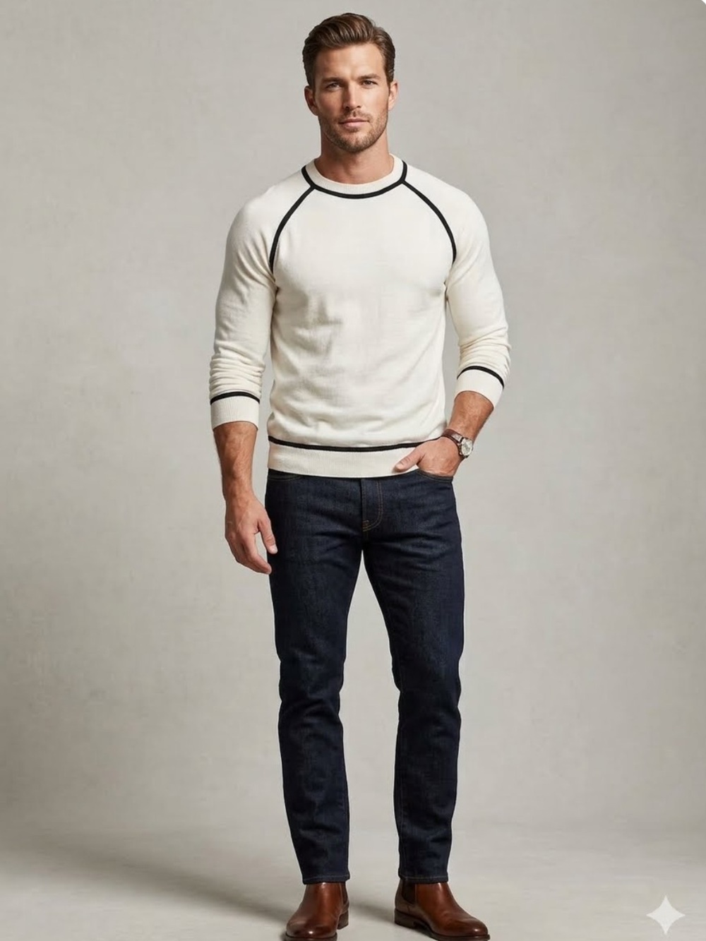 Todd Snyder crewneck lightweight sweater silk cotton ivory and black L men’s